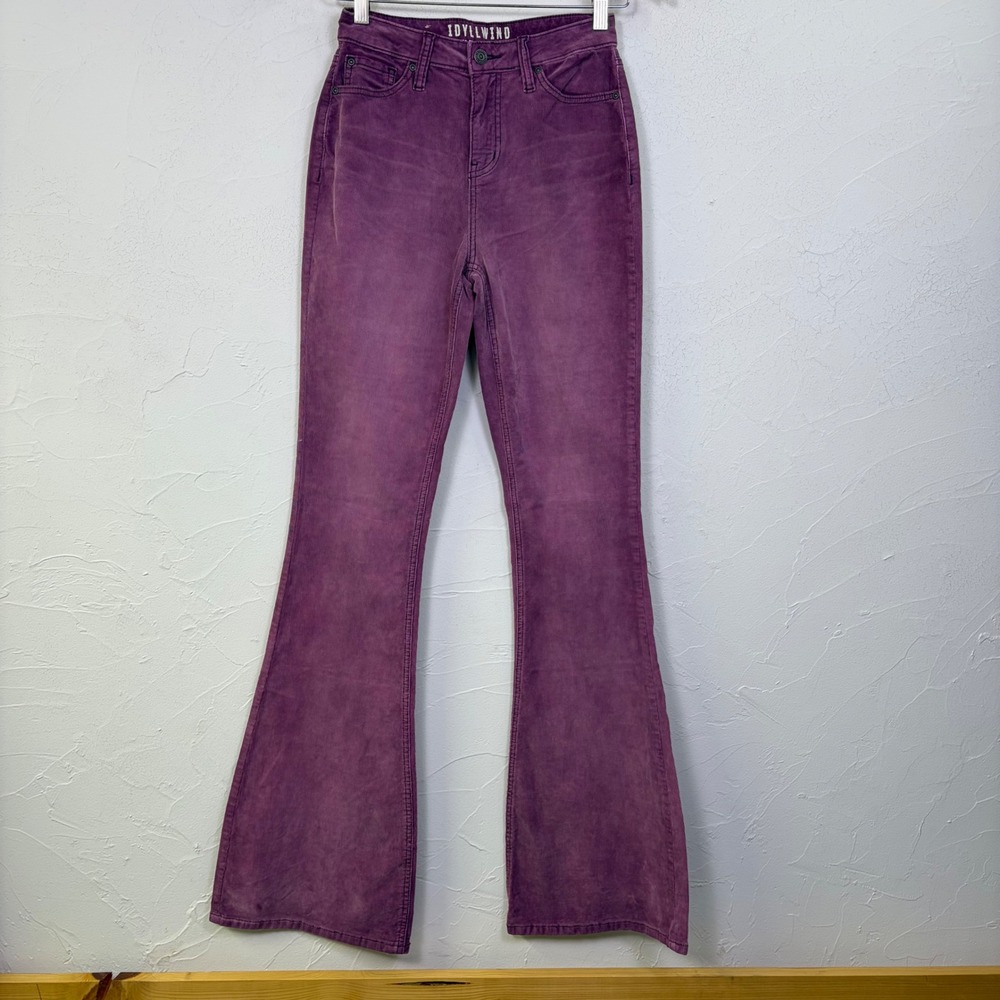 Idyllwind Corduroy Flare Pants Women 2W x 34 Purple High Rise Western Boho